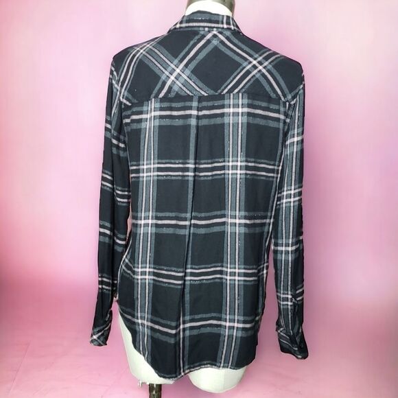 Rails Hunter Western Glam Metallic Line Plaid Shirt ~$158 - Picture 4 of 11